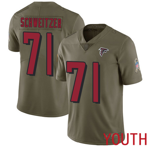 Atlanta Falcons Limited Olive Youth Wes Schweitzer Jersey NFL Football #71 2017 Salute to Service->youth nfl jersey->Youth Jersey